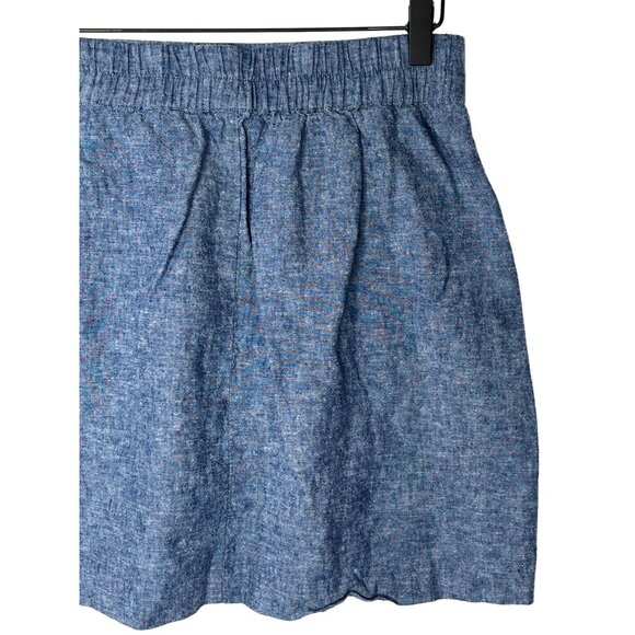 LOFT Outlet XS Blue Linen Blend Skirt A Line Pull On Mini Casual - Picture 12 of 12